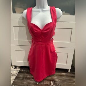 Pink cutouts mini dress M